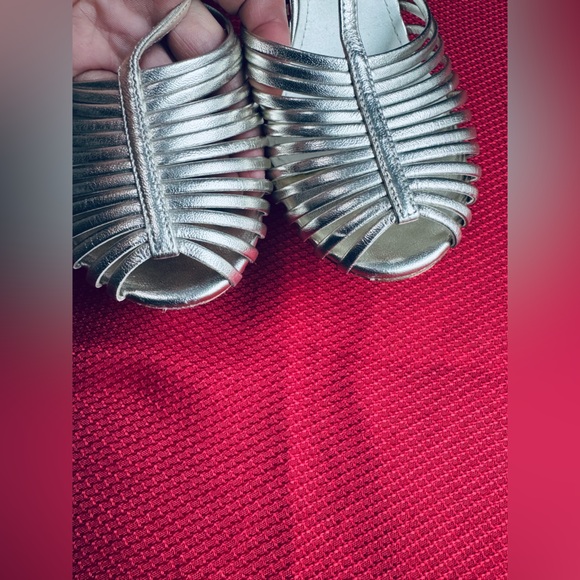 Giambattista Valli T-strap caged peep toe pale golden hint Sandal Eu 37.5 US 7.5 - Picture 6 of 17